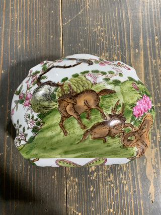 Porcelain painted box w/deer - Rancho