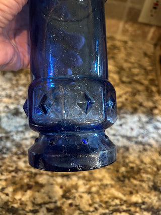 Vintage Cobalt Blue Decanter/Bottle with Diamond Pattern