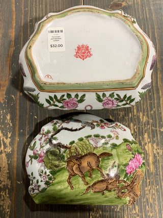 Porcelain painted box w/deer - Rancho
