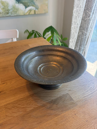 Vintage Etched Brass Pedestal Bowl