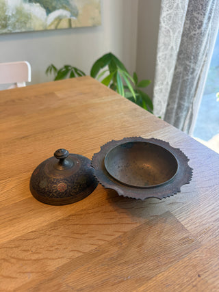 Etched Brass Indian Trinket Box