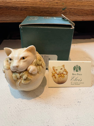 Vtg. Harmony Kingdom Roly Polys "Elvis" the cat 1.75"