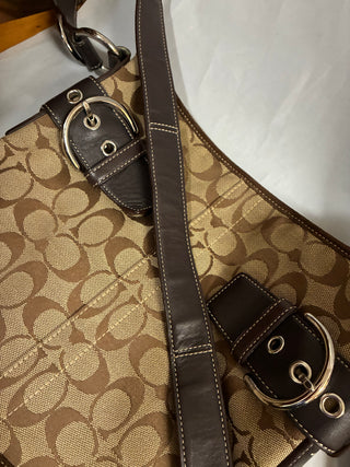 Coach vintage cross body bag leather and fabric