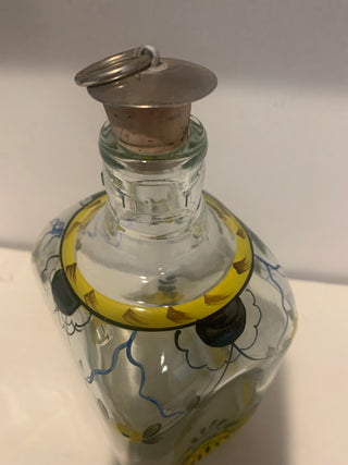 Vntg painted glass decanter w/cork