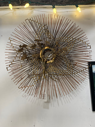 MCM brutalist sunburst metal wall sculpture - Rancho