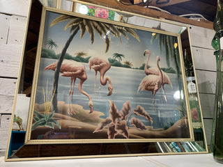 1950s Turner Flamingo print with mirror frame - Rancho