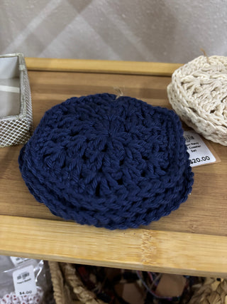 Cotton Navy Blue Coaster Set