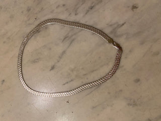 Vtg Herringbone necklace 18 in, 925 sterling Italy