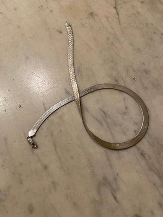 Vtg Herringbone necklace 18 in, 925 sterling Italy