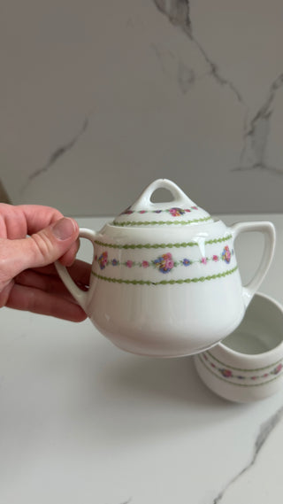 Antique KPM Krister Germany Porcelain Covered Sugar Bowl with Lid