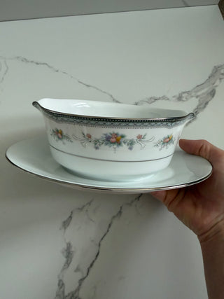 Vintage Legendary by Noritake Gravy Boat w/ Attached Underplate