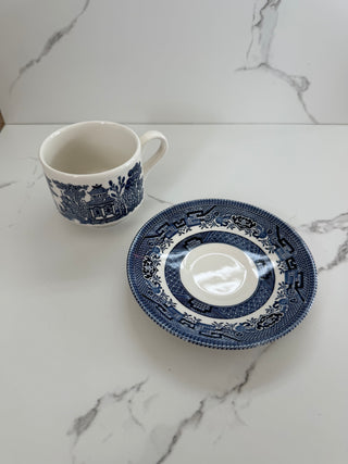 Vintage Churchill Blue Willow Tea Cup & Saucer Set