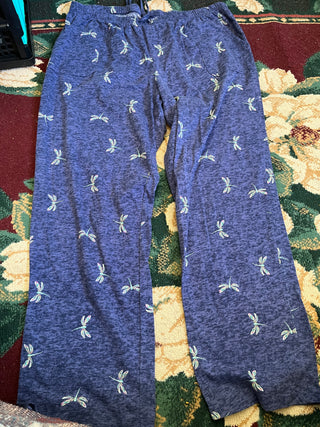 Pajama Pants, blue with dragonflies