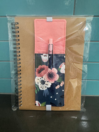 Journal Bookmark w/ Pen Holder - Coral Flowers