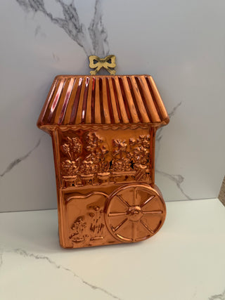 Vintage Daewoo Housewares Copper Flower Cart Wall Hanging Mold