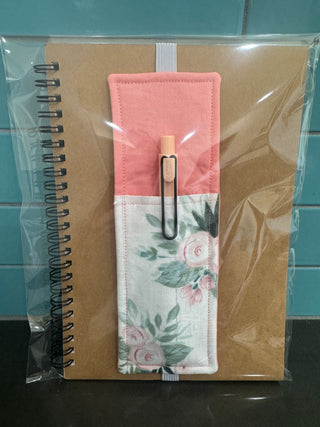 Journal Bookmark w/ Pen Holder - Pink Rose