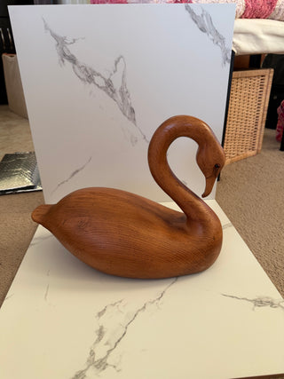 Vintage Wooden Swan Sculpture
