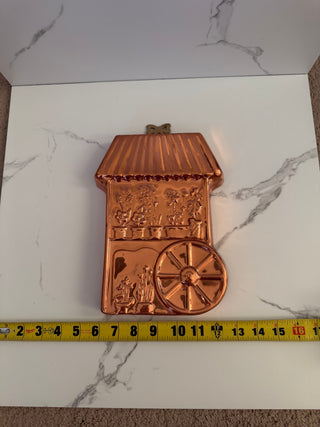 Vintage Daewoo Housewares Copper Flower Cart Wall Hanging Mold
