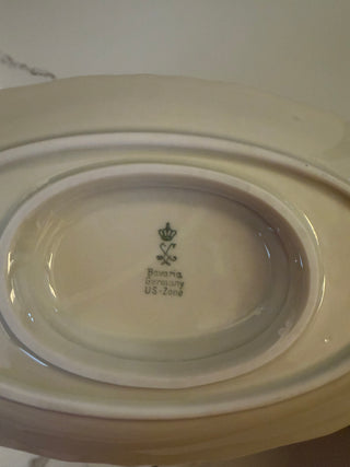 Vintage Schumann Bavaria Gravy Boat with Attached Underplate - US Zone Germany Porcelain, Floral & Gold Trim (1940s)