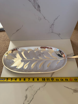 Vintage Mid-Century Silver-Plated Banana Leaf Serving Tray