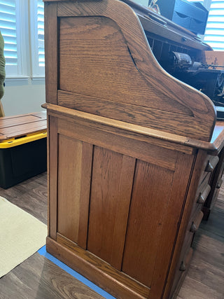 Antique oak roll top desk with swivel chair
