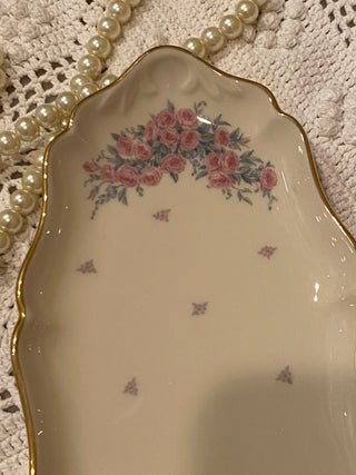 Vtg Lenox "Petite Roses" fine porcelain tray