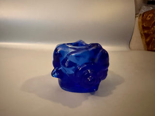 Vintage Cobalt Blue Hand-Blown Glass Conch Shell Candle Holder