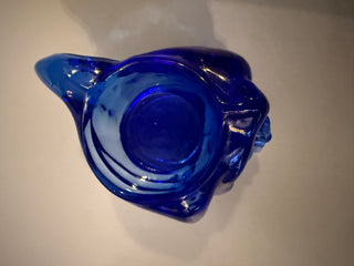 Vintage Cobalt Blue Hand-Blown Glass Conch Shell Candle Holder