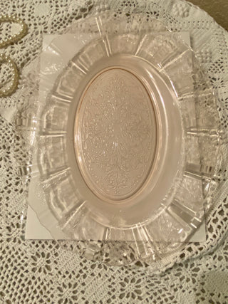 Vtg American Sweetheart depression glass platter