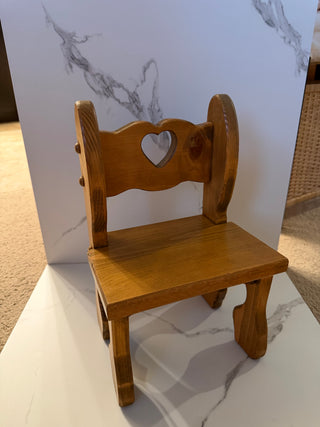 Vintage Wooden Doll Bench with Heart Cutout