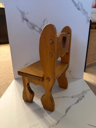 Vintage Wooden Doll Bench with Heart Cutout