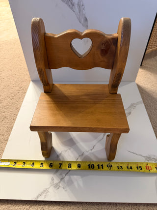 Vintage Wooden Doll Bench with Heart Cutout