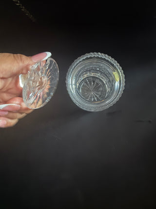 Vintage Bohemian Czech Cut Crystal Jar with Lid