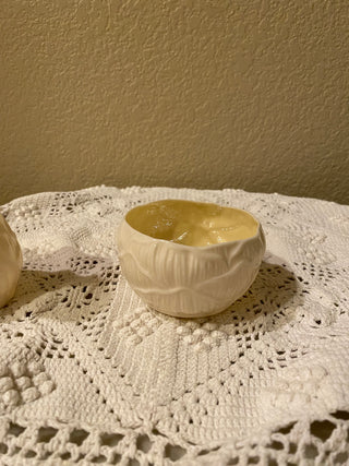 Vtg Belleek Lily White creamer and open sugar bowl Ireland