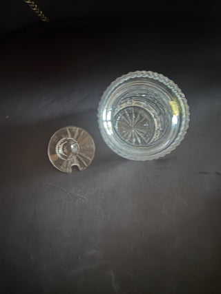 Vintage Bohemian Czech Cut Crystal Jar with Lid