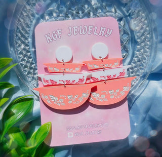 12F Gooseberry Pyrex Acrylic Circle Stud Earrings RSV