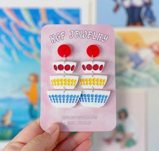 12F Dots Pyrex Acrylic Circle Stud Earrings RSV