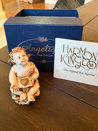 Vtg. Harmony Kingdom Angelique "Gentil Homme' trinket box 2.5"
