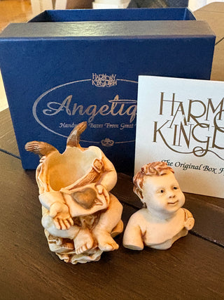 Vtg. Harmony Kingdom Angelique "Gentil Homme' trinket box 2.5"