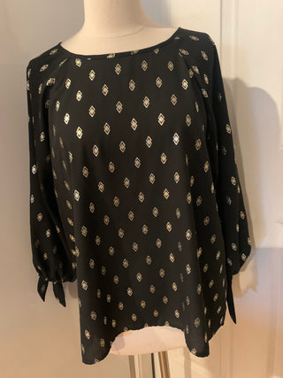 Papermoon Blk/gold 3/4 sleeve blouse sz XL