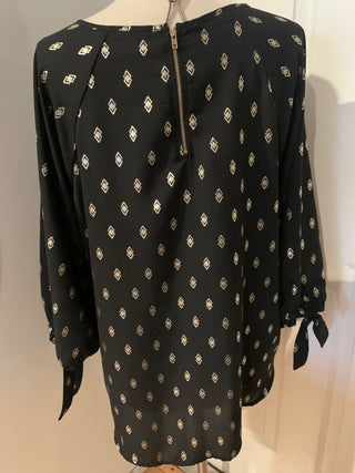 Papermoon Blk/gold 3/4 sleeve blouse sz XL