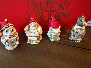 Vtg. (1998) Harmony Kingdom Xmas ornaments treasure boxes- set of 4