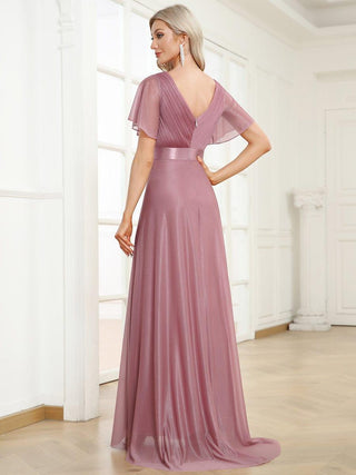 Ever Pretty Sparkling Short Sleeve V-Neck Ribbon Waist A-Line Bridesma Bliss Marketplace Ever Pretty Sparkling Short Sleeve V-Neck Ribbon Waist A-Line Bridesma Bliss Marketplace