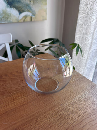small round glass bowl vase
