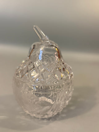 vintage crystal pear-shaped lidded dish