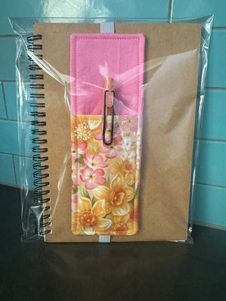 Journal Bookmark w/ Pen Holder - Delicate Pink Floral