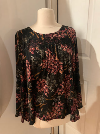 Style & Co dark floral print blouse  sz L
