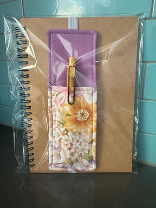 Journal Bookmark w/ Pen Holder - Delicate Purple Floral