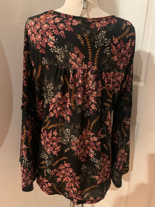 Style & Co dark floral print blouse  sz L