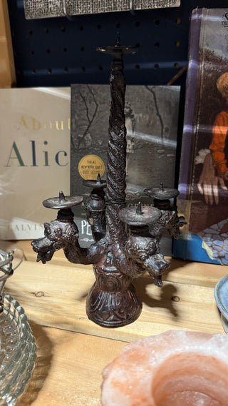 Cast Metal Dragon Candelabra